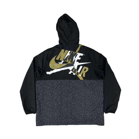 NWT Jordan Classic Windbreaker Hooded Jacket Men Zip Up‎ Black Sz L - Picture 7 of 7